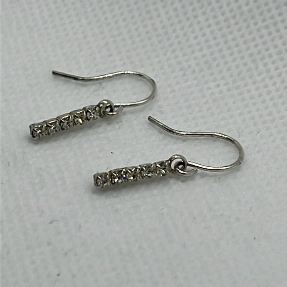 Dainty Rhinestone Bar Earrings Hooks Formal Prom Wedding Party Night Life - Picture 2 of 5